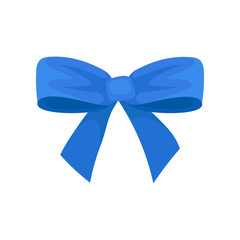 Wall Mural - Big bright blue bow. Holiday symbol. Beautiful decor for gift box. Flat vector element for promo flyer or coupon