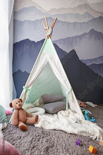 Fotografía Cozy play tent for kids in child room