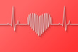 Heart beat, rate and pulse line concept made in flat design on light red background. Vector illustration.