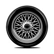 Retro wheel spokes for a motorcycle or car. Vector monochrome illustration.