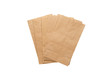 Brown paper bags with clipping path .
Pile of new kraft paper bags laying flat  isolated on white background .
