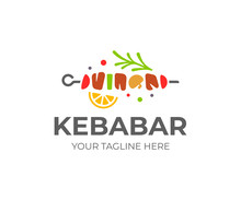 Shish Kebab Logo Design. Meat Skewer With Vegetable Vector Design. Grilled Meat Skewers Logotype