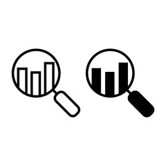 Poster - Analyze line and glyph icon. Lens with chart vector illustration isolated on white. Search graph outline style design, designed for web and app. Eps 10.