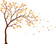 © radenmas - Autumn season with falling leaves with bird for wallpaper sticker