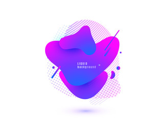Fototapete - Abstract liquid shape. Fluid design. Isolated gradient waves with geometric lines, dots. Vector illustration.