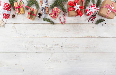 Wall Mural - christmas decoration on wooden background