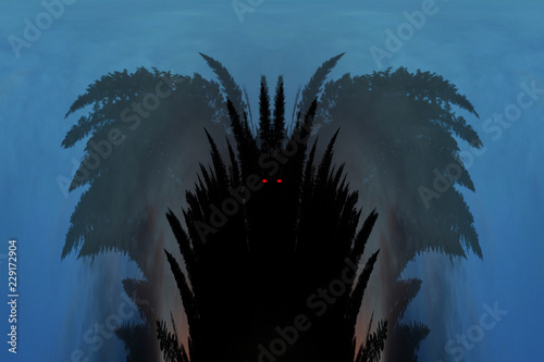 Scary Background With Ghost With Red Eyes In Dark Tones