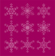 © myidea - Snowflakes set on dark pink background