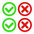 © Maksim - Green Check Mark and Red Cross in two variants (square and rounded corners) - Isolated Vector Illustration