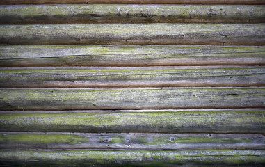 Wall Mural - Old wooden logs background. Weathered wood wall.