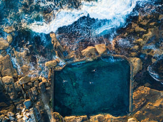 Wall Mural - Top down view of Maroubra Mahon pool with people swimming. Sydney, Australia