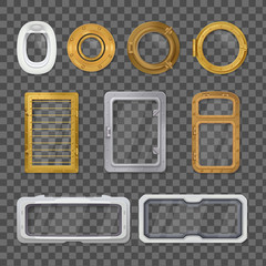 Poster - Porthole Realistic Transparent Icon Set