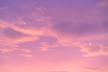 pink and purple sky with cloud in twilight time, fantastic pastel sky. concept: love, happy, romanti
