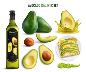 Wall Mural - Avocado Realistic Set