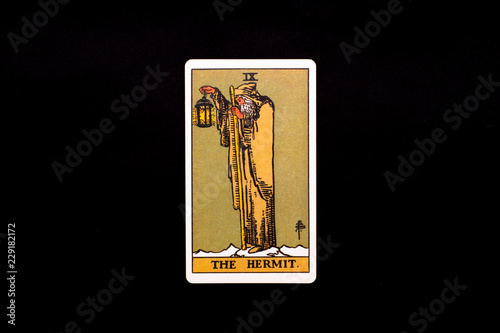 Fotografía An individual major arcana tarot card isolated on black background