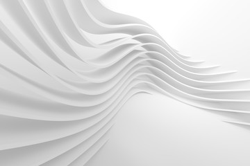 Wall Mural - White Wave Background. Abstract Minimal Exterior Design