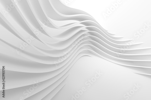 White Wave Background. Abstract Minimal Exterior Design