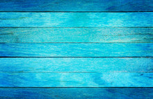 Blue Wood Panel Background, Abstract Plank For Texture.