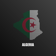 Pixelated map of Algeria with national flag