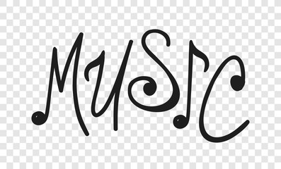 Wall Mural - Hand drawn quote about music. Doodle illustration. Creative ink art work. Actual vector text drawing