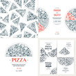 © Maria - Pizza banner design templates. Seamless pattern. Vintage illustrations. Vector illustration