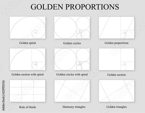 Fotografía Golden proportions set . Golden section ration