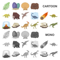 Wall Mural - Different dinosaurs cartoon icons in set collection for design. Prehistoric animal vector symbol stock web illustration.