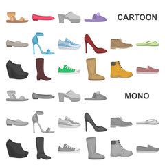 Wall Mural - A variety of shoes cartoon icons in set collection for design. Boot, sneakers vector symbol stock web illustration.