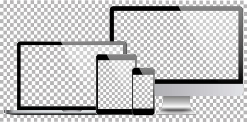 Poster - Set of computer, laptop in a flat vector style