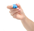 © Kabardins photo - Blue marker in hand on a white background. Isolation