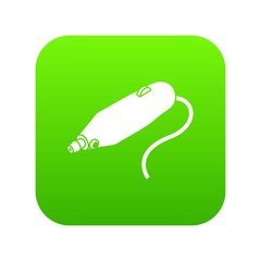 Poster - Mini hand drill icon green vector isolated on white background