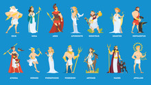 Set Of Olympian Greek Gods And Goddess.