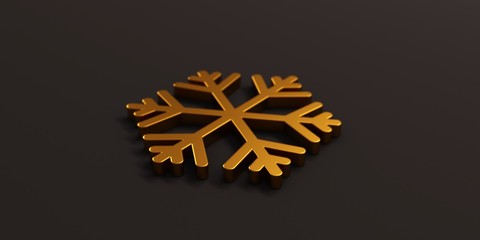 Wall Mural - golden snowflake - 3d render illustration