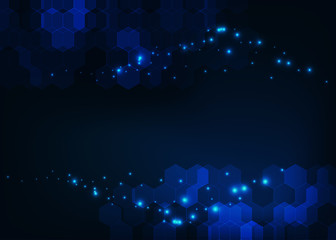 Wall Mural - Abstract futuristic science background with hexagonal molecules structure and glowing atoms.