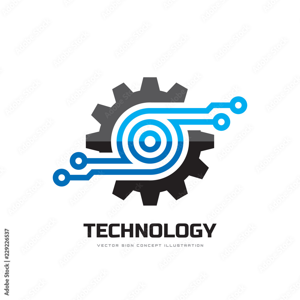 Digital tech - vector business logo template concept illustration. Gear ...