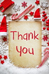 Wall Mural - Bright Christmas Flat Lay, Snow, Thank You