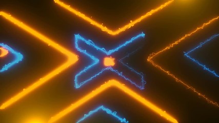 Poster - Abstract neon tunnel with reflection, computer generated background, 3D rendering
