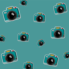 Sticker - Vintage camera background cartoons