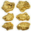 Gold nugget isolated on white background. 3d rendering.