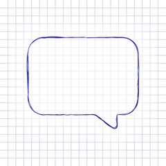 Poster - Simple text cloud. Hand drawn picture on paper sheet. Blue ink, outline sketch style. Doodle on checkered background