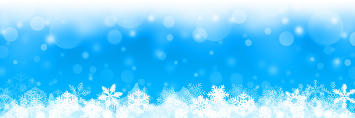 blue christmas background with white snowflakes  - christmas banner -