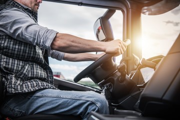 Wall Mural - Truck Driver Behind the Wheel