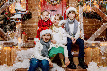 Canvas Print - four happy children