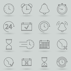 Wall Mural - Simple Set of Time Related Vector Line Icons. Contains such Icons as Timer, Speed, Alarm, Restore, Time Management, Calendar and more. Flat design