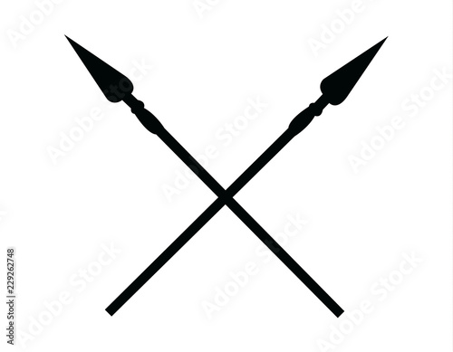 Cuadros en Lienzo Crossed spears, isolated on white