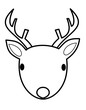 鹿の顔ツノ(線画)