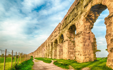 Fototapete - Ruins of the Parco degli Acquedotti, Rome, Italy