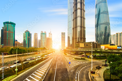 Fotografija Shanghai skyline and cityscape at sunset
