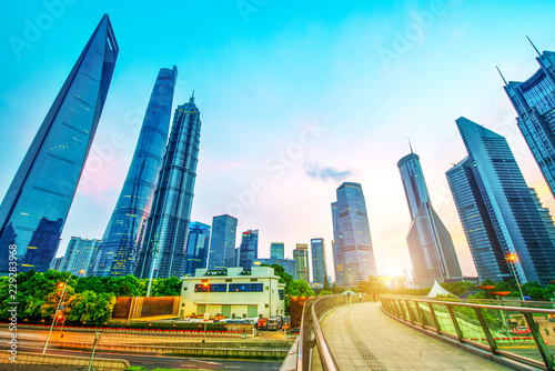 Shanghai skyline and cityscape at sunset Canvas-taulu