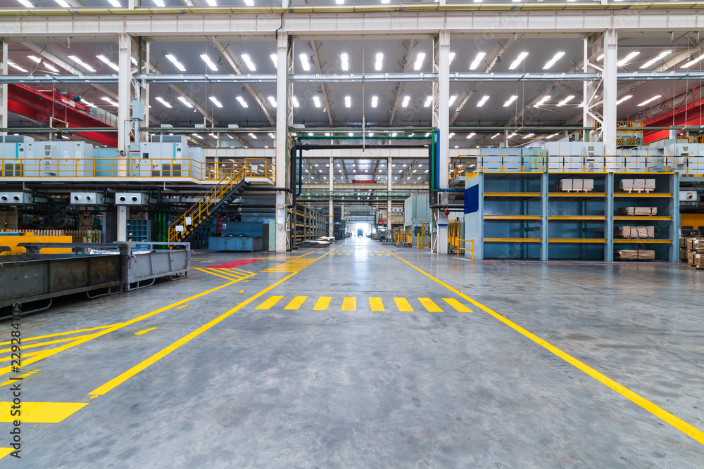 Empty workshop with a lift in a car repair station Stock Photo | Adobe ...